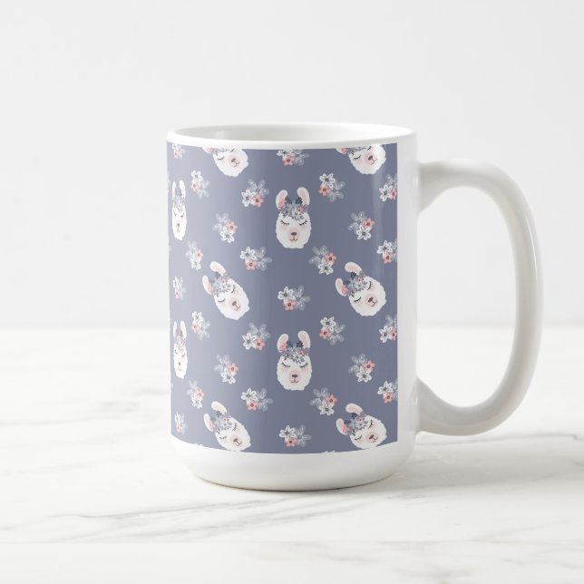 Llamas & Flowers Pattern Coffee Mug (Right)