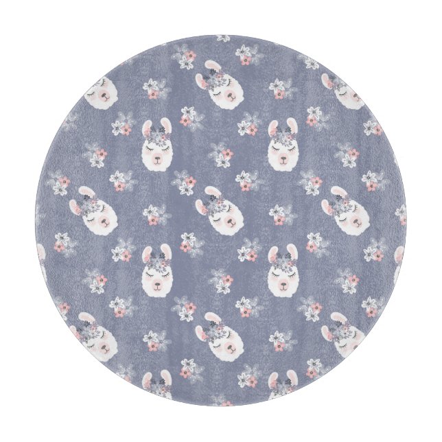 Llamas & Flowers Pattern Cutting Board (Front)