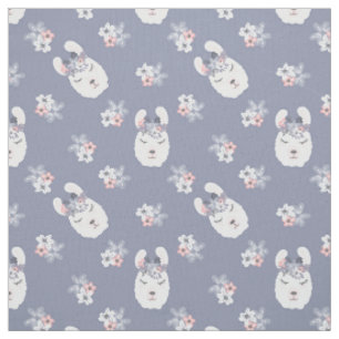 Llamas & Flowers Pattern Fabric