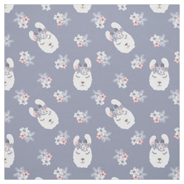 Llamas & Flowers Pattern Fabric (Swatch)