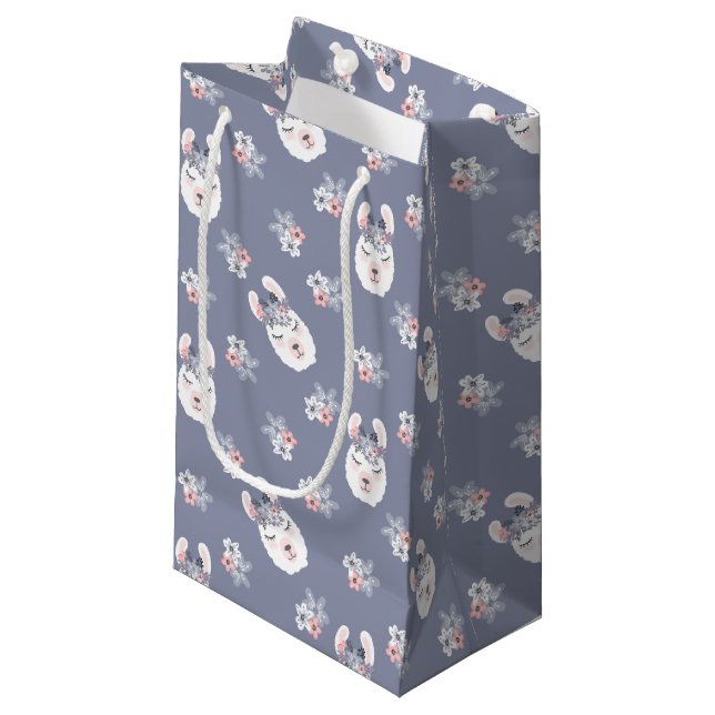 Llamas & Flowers Pattern Small Gift Bag (Front Angled)