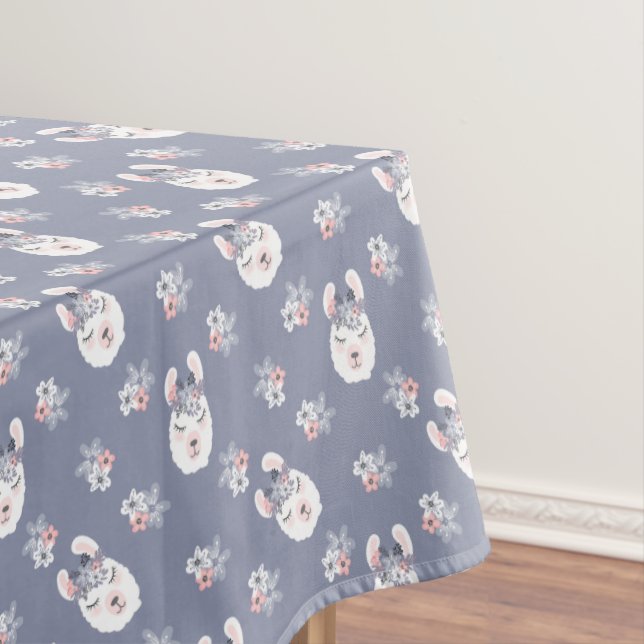 Llamas & Flowers Pattern Tablecloth (In Situ)