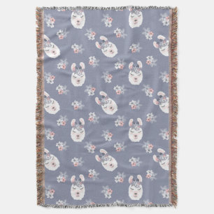 Llamas & Flowers Pattern Throw Blanket