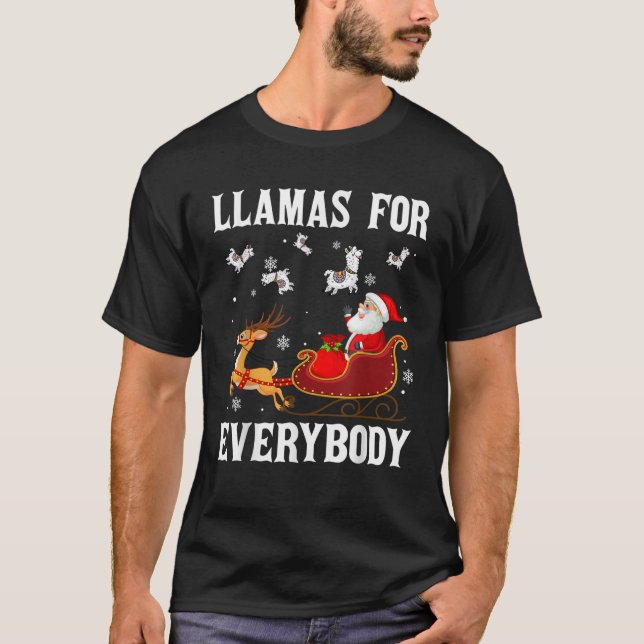 Llamas For Everybody Christmas Santa Claus Llama X T-Shirt (Front)