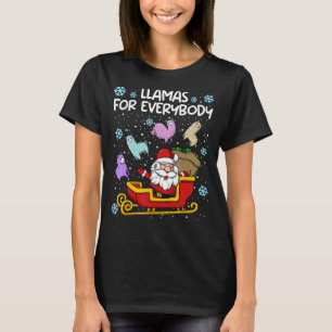Llamas for Everybody Santa Sled Funny Christmas Ll T-Shirt