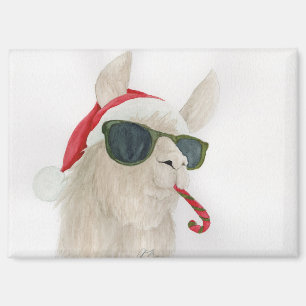 Llamas in Shades: December Magnet 3.5"x2.5"