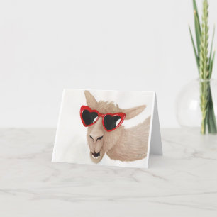 Llamas in Shades: February Greeting Card 4"x5.6"