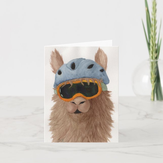 Llamas in Shades: January Greeting Card 4"x5.6" (Front)