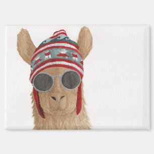 Llamas in Shades: July Magnet 3.5"x2.5"