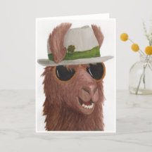 Llamas in Shades: March Greeting Card A5