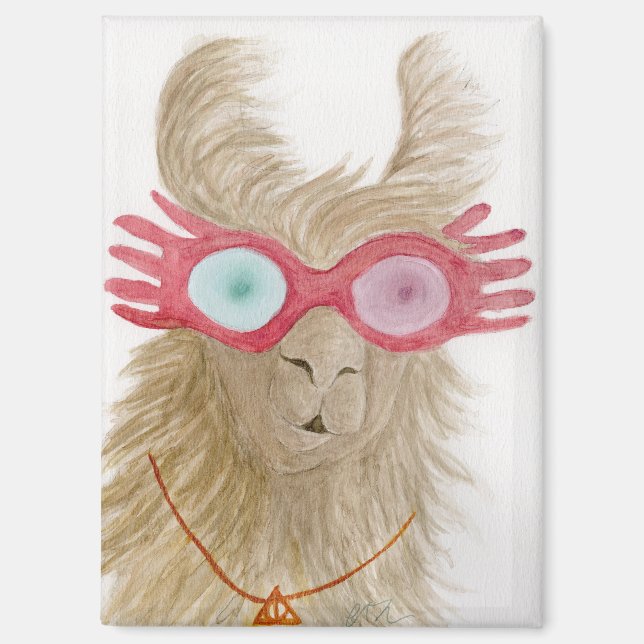 Llamas in Shades: October Magnet 2.5"x3.5" (Front)