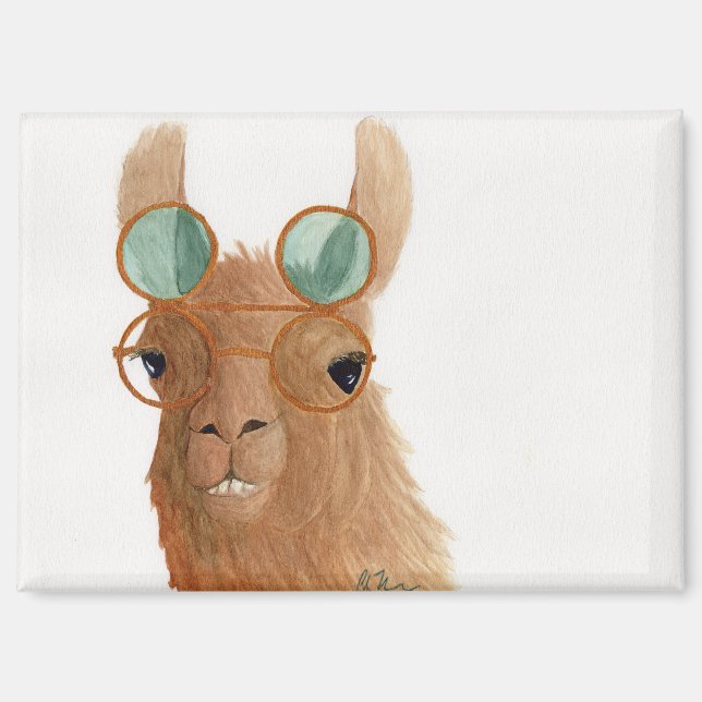 Llamas in Shades: September Magnet 3.5"x2.5" (Front)
