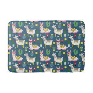 Llamas In Sunglasses Pattern Bath Mat