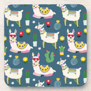 Llamas In Sunglasses Pattern Coaster