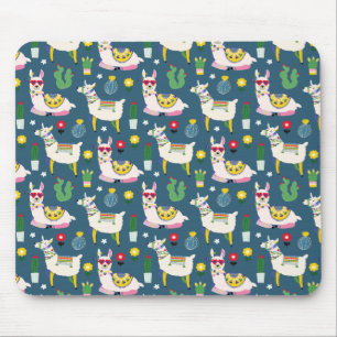 Llamas In Sunglasses Pattern Mouse Pad