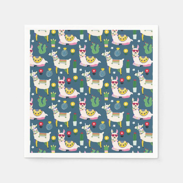 Llamas In Sunglasses Pattern Napkin (Front)