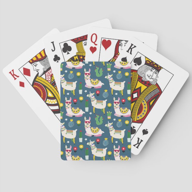 Llamas In Sunglasses Pattern Playing Cards (Back)