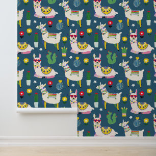 Llamas In Sunglasses Pattern Wallpaper