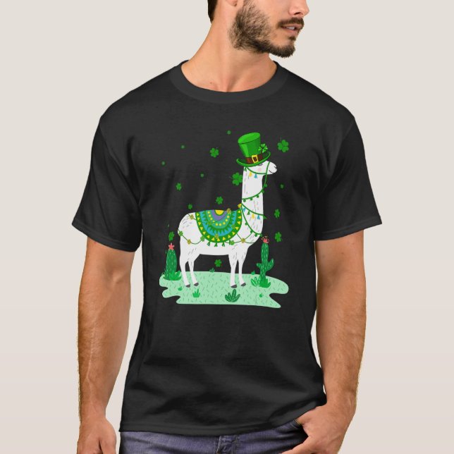 Llamas  Leprechaun Llama St Patrick's Day T-Shirt (Front)