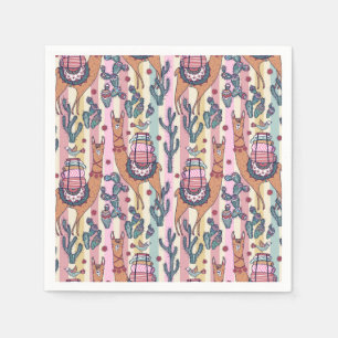 Llamas On Stripes Pattern Napkin