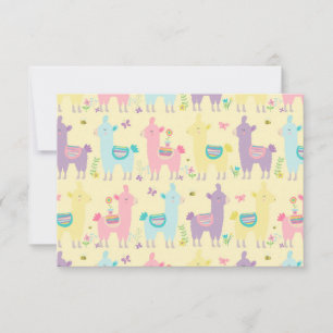 Llamas Pink, Yellow Purple Cute Adorable  Thank You Card