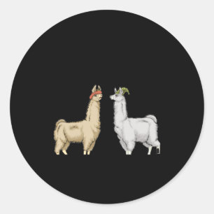 Llamas With Hats Carl Classic Round Sticker