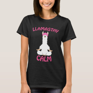 Llamastay Calm Yoga For Women Namaste Llama T-Shirt