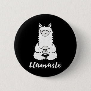 Llamaste - Cute Yoga Lovers Gift, Adorable Llama F 6 Cm Round Badge