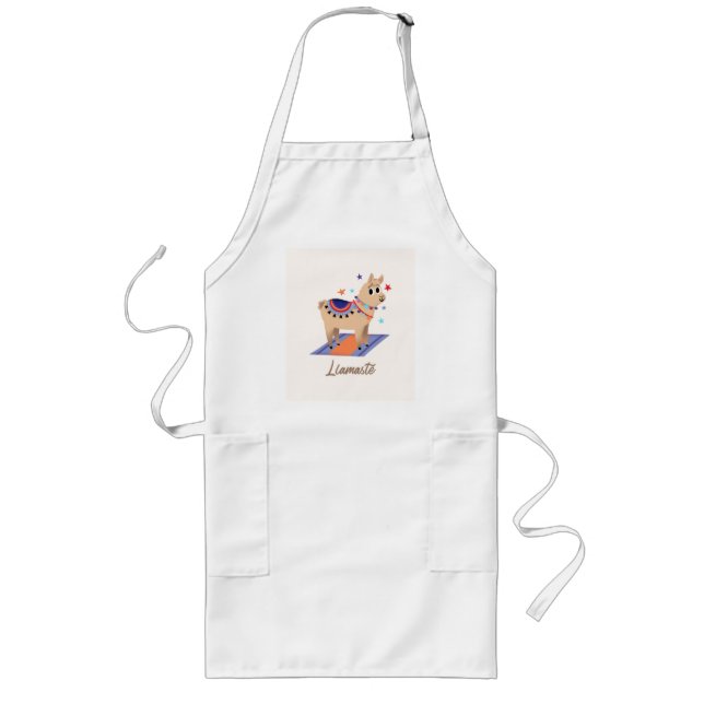 Llamaste Funny Little Alpaca Doing Yoga Long Apron (Front)