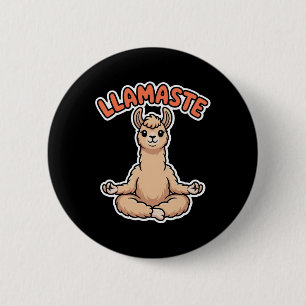 Llamaste Funny Meditating Llama Cute Yoga Animal D 6 Cm Round Badge