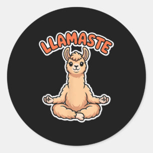 Llamaste Funny Meditating Llama Cute Yoga Animal D Classic Round Sticker