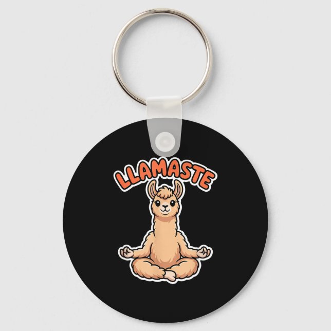 Llamaste Funny Meditating Llama Cute Yoga Animal D Key Ring (Front)