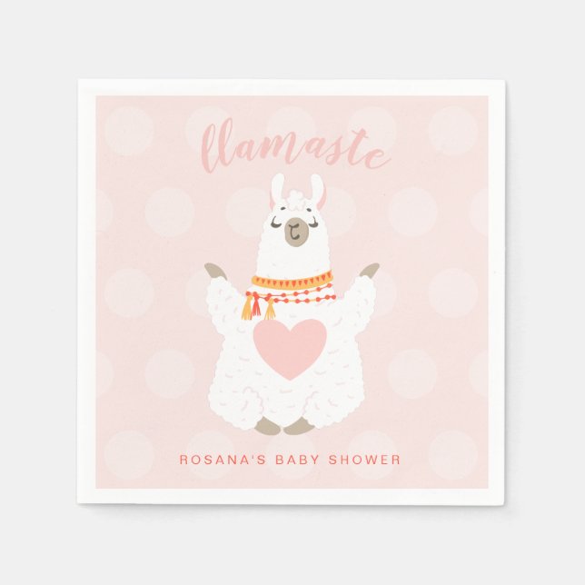 Llamaste Llama Yoga Baby Shower Paper Napkin (Front)