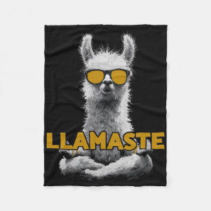 Llamaste Yoga Llama With Sungles  Fleece Blanket