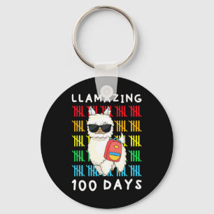 Llamazing 100 Days Of School Kids Llama Teacher 10 Key Ring