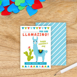 Llamazing Blue Llama Boys Classroom Valentines Business Card