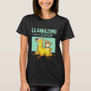 Llamazing Since 2010 Birthday Llama Dabbing Sloth T-Shirt