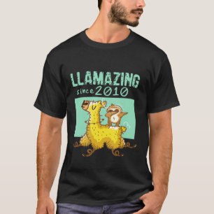 Llamazing Since 2010 Birthday Llama Dabbing Sloth T-Shirt