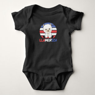 Llamerica Funny Llama 4th Of July American Flag Baby Bodysuit