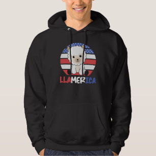 Llamerica Funny Llama 4th Of July American Flag Hoodie