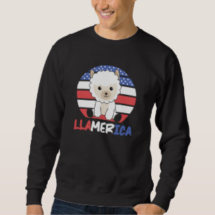 Llamerica Funny Llama 4th Of July American Flag Sweatshirt