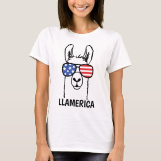 Llamerica, Funny Lllama shirt, 4th of July, USA T-Shirt
