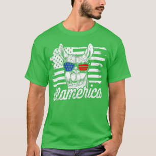 Llamerica Patriotic Llama Funny Llama 4th of July T-Shirt