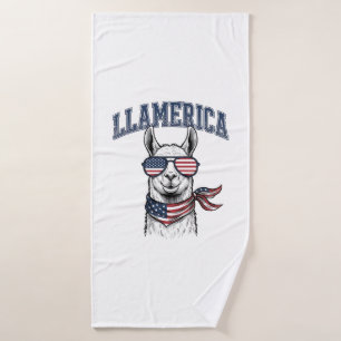 Llamerica Patriotic Llama Vintage Engraving T-Shir Bath Towel