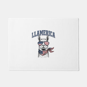 Llamerica Patriotic Llama Vintage Engraving T-Shir Doormat