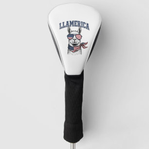 Llamerica Patriotic Llama Vintage Engraving T-Shir Golf Head Cover