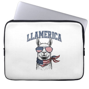 Llamerica Patriotic Llama Vintage Engraving T-Shir Laptop Sleeve