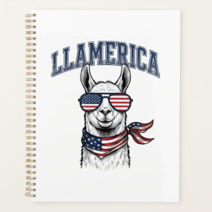Llamerica Patriotic Llama Vintage Engraving T-Shir Planner