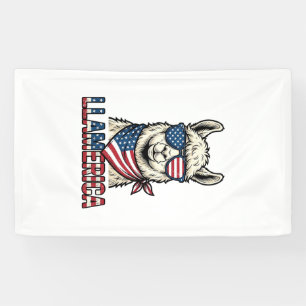 Llamerica Patriotic Llama Vintage Vector Design_1 Banner