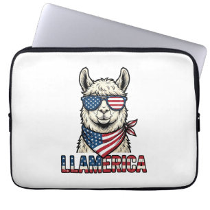 Llamerica Patriotic Llama Vintage Vector Design_1 Laptop Sleeve